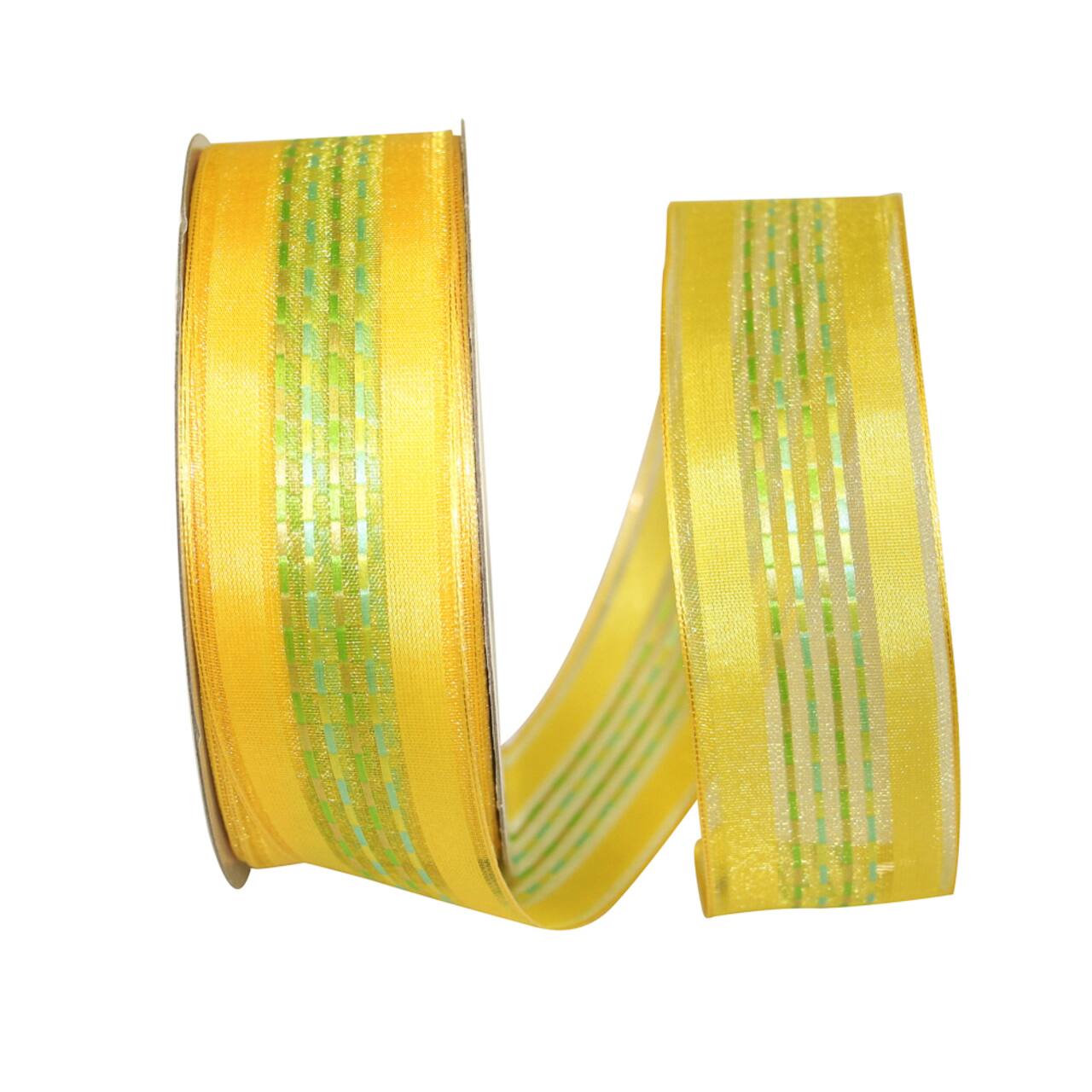 JAM Paper 1.5" x 50yd. Sheer Wired Ticking Stripe Value Ribbon